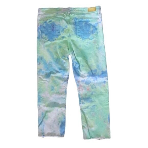 Upcycled Tie Dye Zara TFC Raw Hem Jeans 12 Custom - Picture 2 of 4